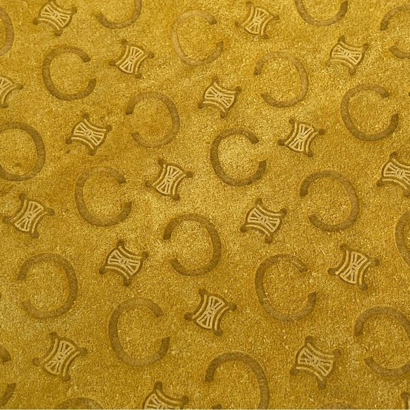 RARE ❤️ Celine Vintage Golden Yellow Suede Leather C Logo Designer Shoulder Bag - Picture 2 of 16